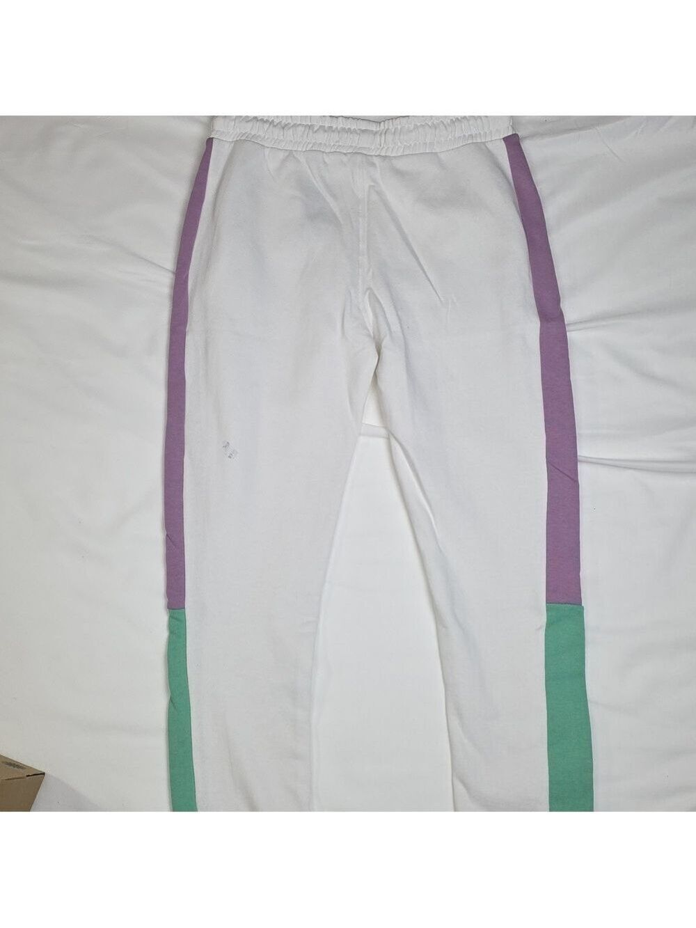 Kangol White and Purple Joggers with Green Accents Dirt At Bottom - Picture 10 of 10